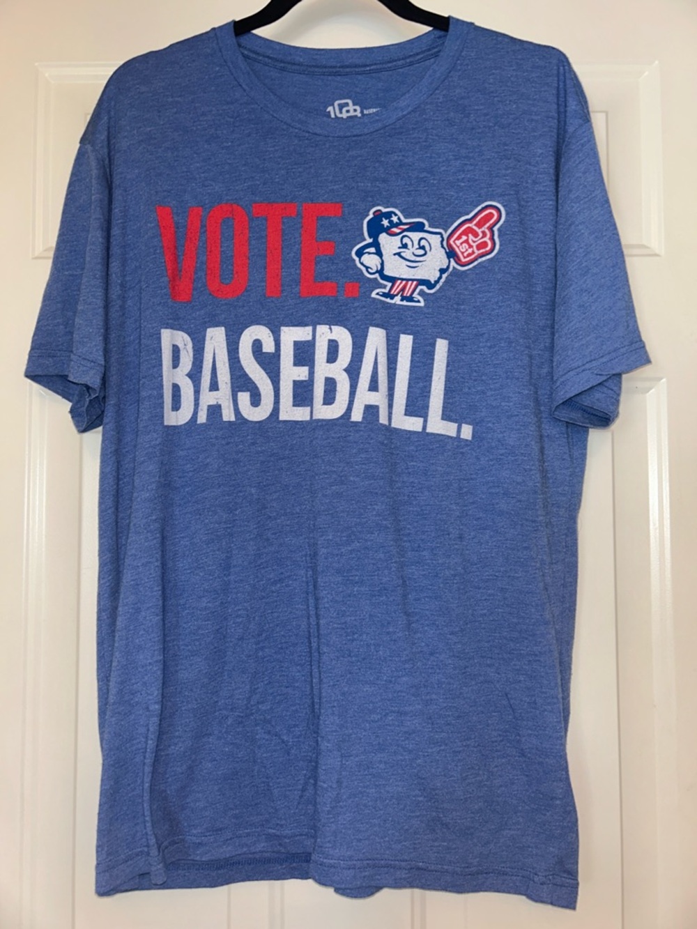 Iowa Cubs Caucuses Vote Baseball Tee Heather Blue Collector Theme Night MiLB